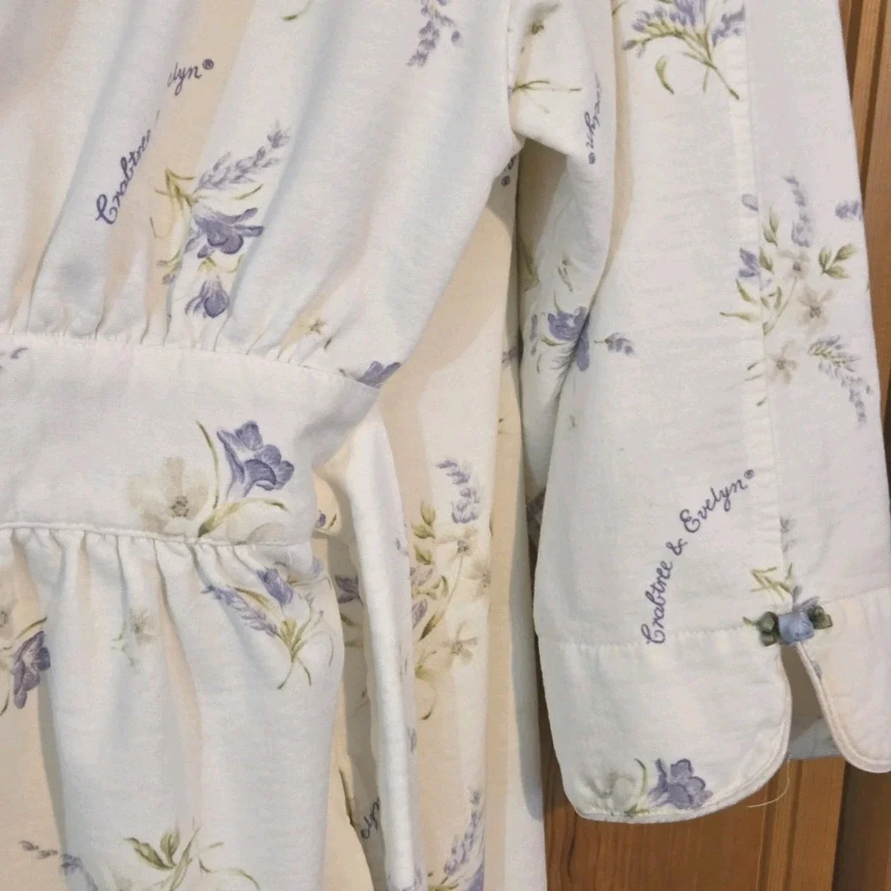 Vintage 1990s Crabtree & Evelyn Freesia Botanical Floral Cotton Robe  Sz S